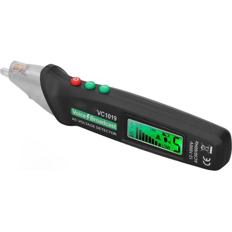 Testeur de tension sans contact AC 12-1000V, stylo détecteur électrique précis, alarme sonore et lumineuse pour câbles et prises. (1/5)