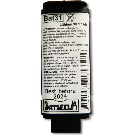 Pile Alarme BATSECUR BAT31 Compatible DAITEM/LOGISTY BATLI31 - Lithium - 3V - 1Ah