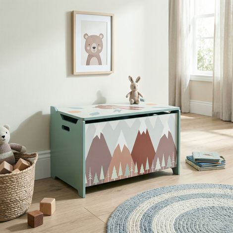 Cajas de Juguetes para Niños de 3 a 8 Años Cajas de Almacenamiento con 2 Asas y Estampado de Osos 60x37x39 cm Verde (1/5)