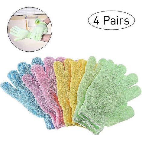 ULTNICE Lot de 4 paires de gants de douche exfoliants en nylon pour le corps (1/5)