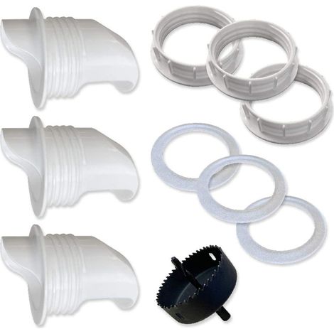 Mangeoire à poules à faire soi-même : scie cloche à 3 orifices pour barils, poubelles et boîtes, mangeoires à poules résistantes aux intempéries