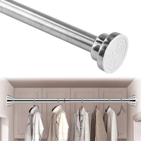 Tringle à Vêtements Extensible 40-55cm, Barre Penderie Sans Perçage Antidérapant en Inox pour Dressing, Armoire, Chambre (1/5)