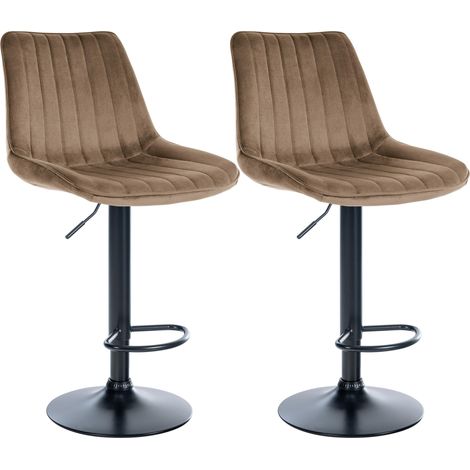 2er Set Barhocker Toni Samt braun Metall matt schwarz (1/5)