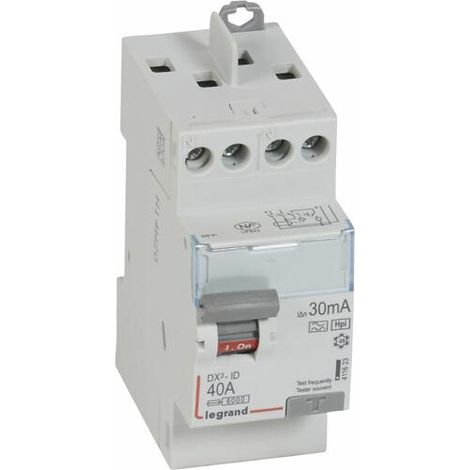 Interrupteur différentiel DX³-ID arrivée haute et départ haut à vis - 2P 230V 40A typeF 30mA - 2 modules - LEGRAND