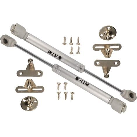 Lot de 2 vérins à gaz pour meubles - 150 N - Ressort à gaz hydraulique - Argenté-NANOTEH (1/5)