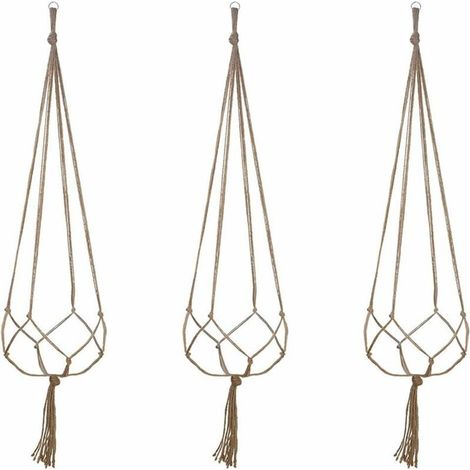 Panier Suspendu en Macramé, 3 Pièces en Corde de Coton Panier Suspendu Porte-panier pour Plantes pour Plafonds Extérieurs Intérieurs Balcons Décoration Murale (48 Pouces) (1/5)