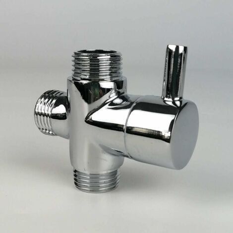 Vanne de dérivation, mâle G1/2 Robinet en laiton T adaptateur Chrome salle de bain douche robinet accessoires inverseur d'eau 3 voies vanne de remplissage mâle (1/4)