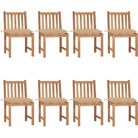 FIMEI Chaises de jardin 8 pcs avec coussins Bois de teck massif (1/5)