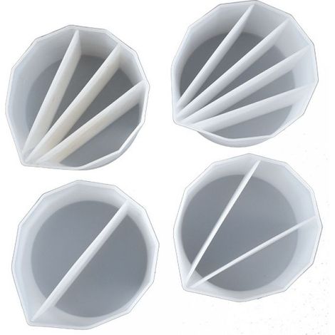 Split Paint Cup - Silicone - 4-Compartment - For Acrylic Pouring And Resin Art - 9x7x5 Cm - Set Of 4 (1/5)