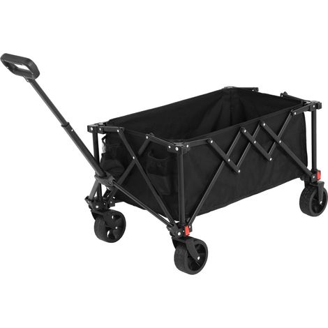 Chariot pliable tout terrain – Structure acier robuste – Poignée réglable à rappel automatique – Roues amovibles – Toile oxford 600D – Capacité 80L – Idéal camping shopping pêche jardin