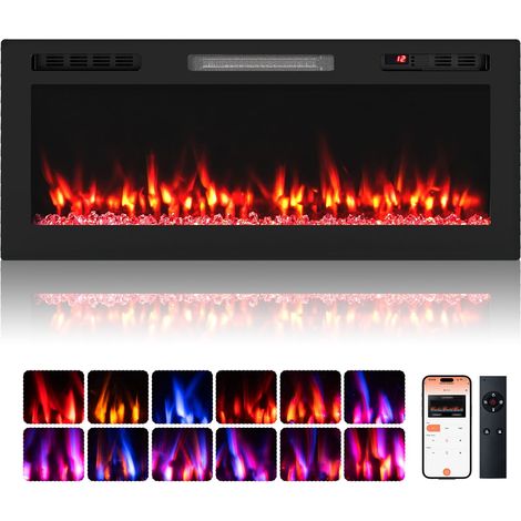 42-Zoll-Elektrokamin, 750 W/1500 W, WLAN, Fernbedienung