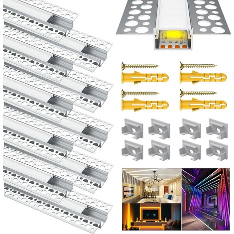 10x1M Profilé Led Encastrable, Profilés en Aluminium, Profile alu Pour Ruban Led Profilé Led Encastrable Rail Diffuseur (10Pack-1M-Weiß-Profil-18mm) (1/5)