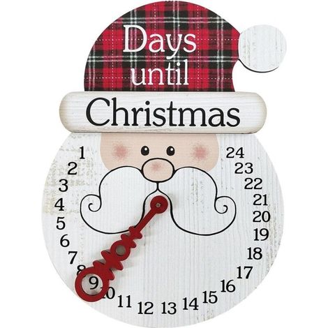 Calendrier de compte à rebours de Noël en bois 25 jours compte à rebours calendrier de l'Avent de Noël cadeau ornements de Noël réutilisable en bois suspendu Père Noël (1/5)