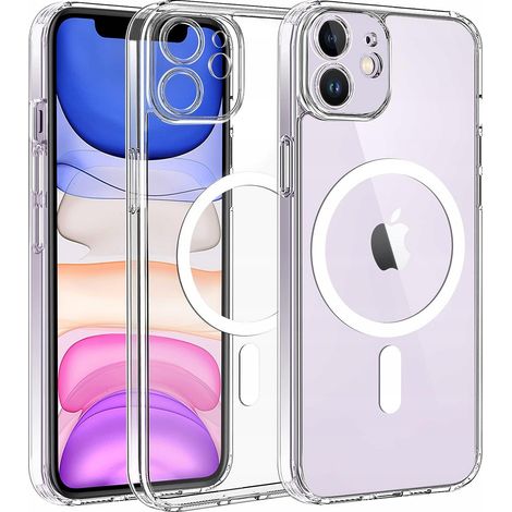 Coque magnétique MagSafe pour iPhone 11, antichoc, transparente avec verre trempé (1/5)