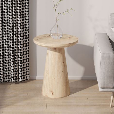 Table basse ronde 45x45x55 cm effet bois naturel (1/5)