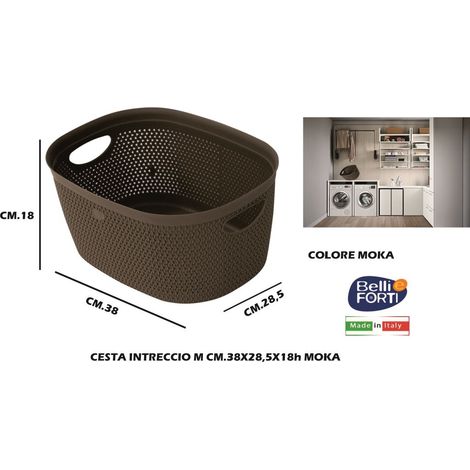 Cestino Biancheria Portabiancheria intreccio Moka 28,5 x 38 x 18 cm