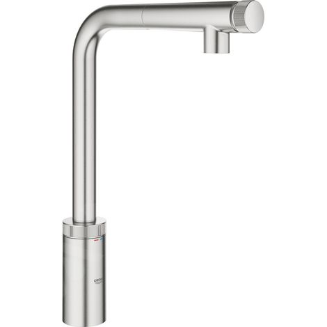 Grohe – Robinet mural de cuisine extensible Minta Smart Control – Douche à rinçage réglable – Surface StarLight – Écoulement pivotant 140° (1/7)