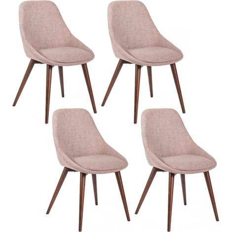 Set 4 Sedie 58x49xH85 cm in Tessuto Astrid Marrone Chiaro (1/5)