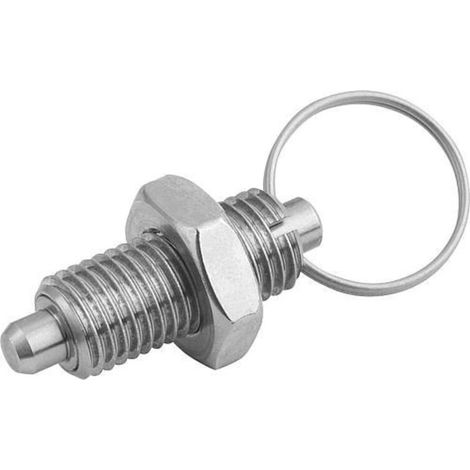 KIPP Arretierbolzen ohne Bund Gr. 1 D1=M10x1 D=5 Form U Edelstahl mit Kontermutter (1/2)
