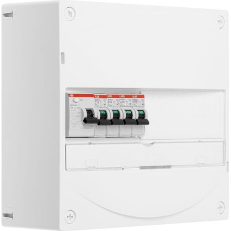 ABB Tableau 1 rangée pré-équipé 1 ID 40A type AC + 4 disjoncteurs (2x10A et 2x16A) (1/2)