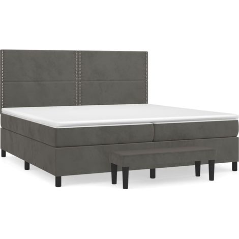 Maison Exclusive - Giroletto a Molle con Materasso Grigio Scuro 200x200 cm Velluto (1/5)