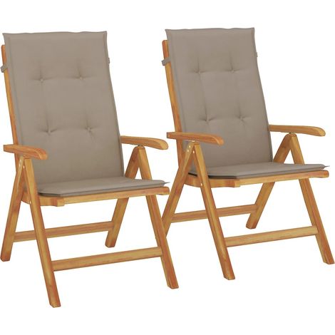 Maison Exclusive - Sillas de jardín reclinables y cojines 2 uds madera maciza teca (1/5)
