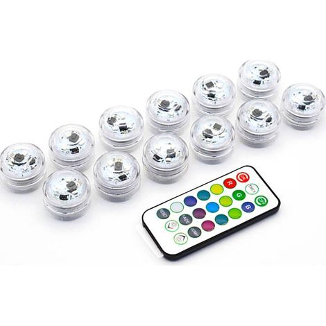 Ensemble de 10 lampes LED subaquatiques, QttvbTna, multicolores, avec télécommande, pour aquarium, piscine, vase, jardin