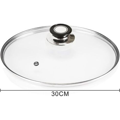 TrAdE Shop Traesio - Coperchio In Vetro Accessorio Per Padella Pentole Universale Con Foro Vapore ø18-26-30cm -    -diametro 30cm   -
