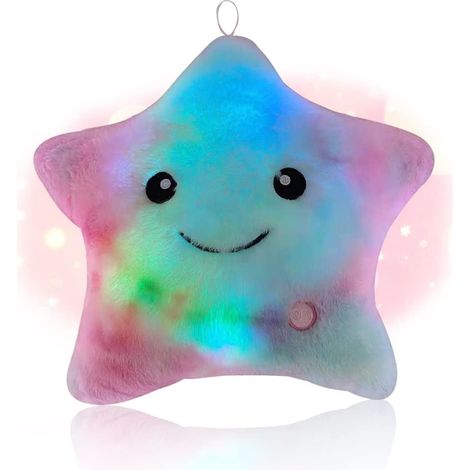 1 Coussin étoile, LED multicolore, peluche douce, fermeture éclair, décoration chambre enfant (1/5)