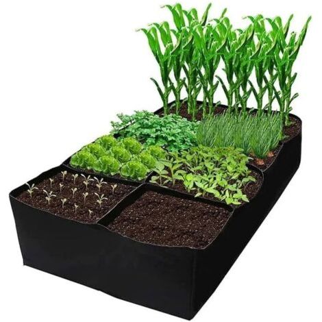 Sacs de Culture pour Lits de Légumes,Sacs de Plantation en Tissu Non-tissé,Sac de Culture Rectangulaire avec 8 Grilles Divis (1/4)