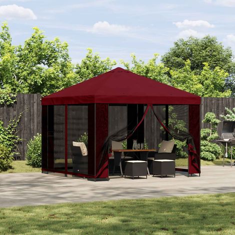 vidaXL Pavillon 3 x 3 m Bordeaux Polyester et Acier 190 gsm