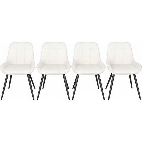 Lot de 4 chaises de salle à manger en velours, dossier ergonomique, pieds métal noir, assise rembourrée 47 cm, noir et blanc CHICFURN (1/5)