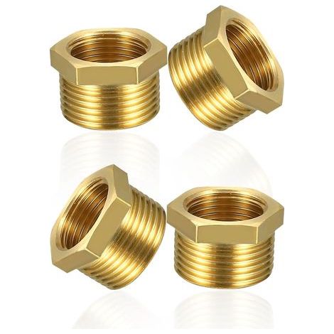 Stück Messing-Reduzierstücke 1/2" auf 3/8"-Adapter (Außengewinde Ø 20 mm x Innengewinde Ø 15 mm), Außengewinde auf Innengewindenippel, Gewindefitting für Wasserleitungen (1/2" auf 3/8")