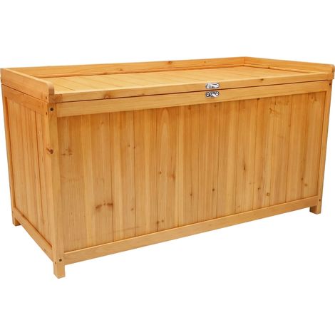 Cubo - Ba�l Contenedor para Exterior 113x60x53 cm de Madera de Abeto con Cierre para Candado