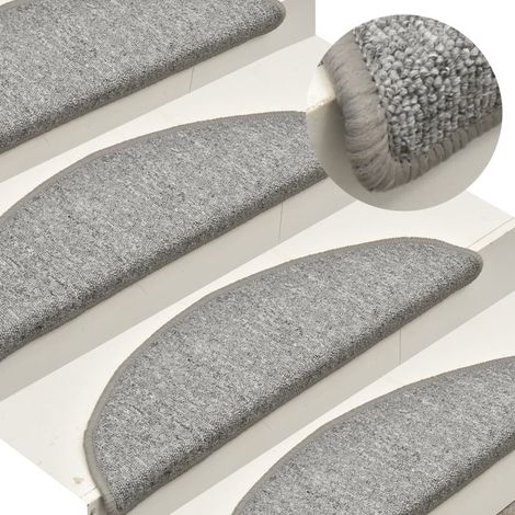 15 pcs Tapis d'escalier, Tapis de marches, Marchettes D'escalier Gris clair 65x24x4 cm MKS14094 (1/5)