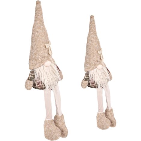 Weihnachtsdekoration 2er Set ILOMANTSI 35/38 cm Zwerg Beige (1/5)