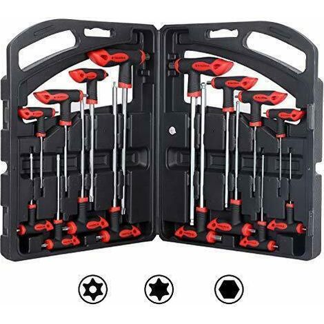 SET 16PZ CHIAVI ESAGONALE E TORX CHIAVE A T LUNGHE HEX 2-10MM TORX T10-T50 (1/4)