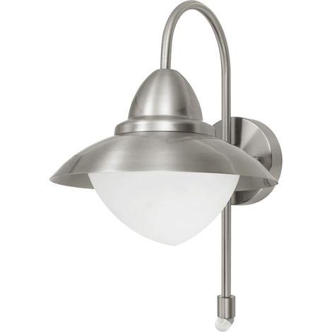 Applique Esterno Contemporanea Sidney Acciaio Argento Vetro Bianco 1 Luce E27 (1/4)