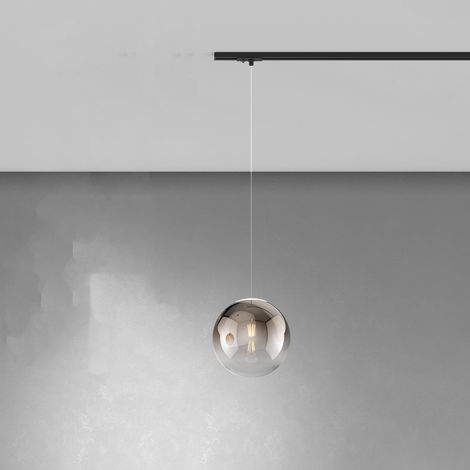 Sopsensione Moderna Binario Big Eclipse Metallo Nero Vetro Bianco 1 Luce E27