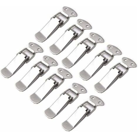 10 Pièces Loquet à Ressort Bascule Acier Inoxydable Fermeture à Levier Tiroir Hardware pour Coffre à Outils valise et Coffre