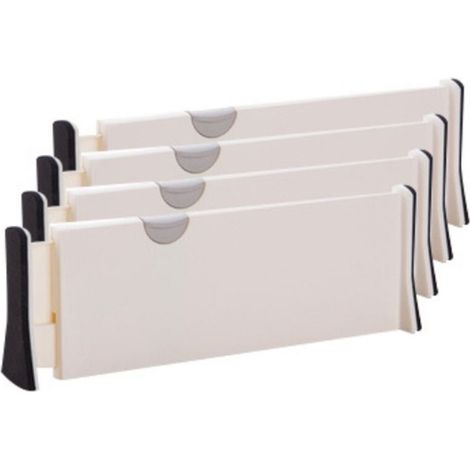 Lot de 4 séparateurs de tiroir en plastique réglables pour rangement de cuisine, chambre à coucher, commode, armoire, bureau Court 28.3-44cm (1/4)