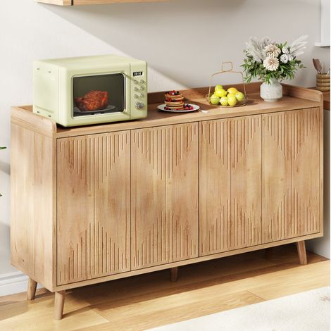 Credenza a 4 ante con ripiani regolabili, 140 x 40 x 84 cm, MDF naturale HAVRYA (1/5)