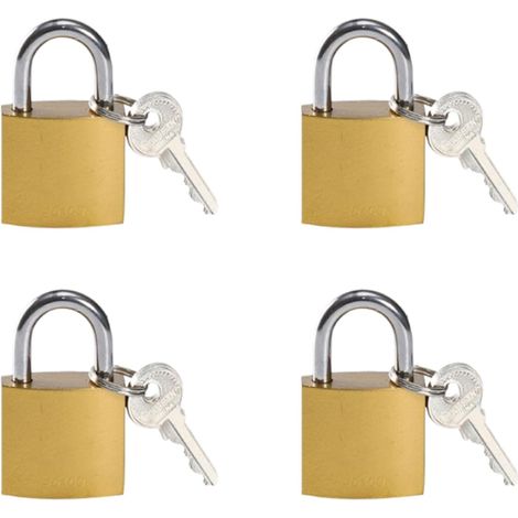 4 petits Cadenas, 25mm avec clé petite serrure, cadenas en laiton avec 8 clés, pour sac à dos, sac de voyage, boîte à outils, casier, coffre, casier de gym, serrure de valise (1/5)