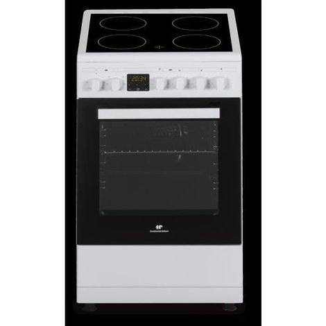 Continental Edison – Cuisinière vitrocéramique 4 feux – Dimensions L49,8 x H86 x P67 cm – Énergie électrique – Nettoyage facile – Blanc (1/9)