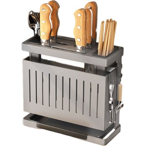 Porte-couteaux rotatif, support de rangement pour table de cuisine, porte-baguettes intégré, planche à découper, rangement multifonctionnel (1/5)
