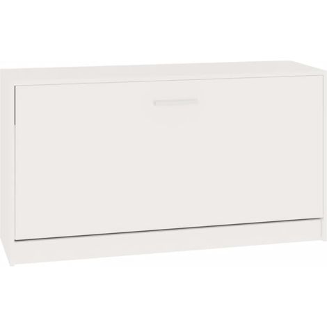 Banc à chaussures bottes commode étagère meuble entrée rangement brillant 80 x 24 x 45 cm bois d'ingénierie blanc