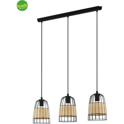 Lampada Sospesa Anwick Eglo 3xE27 Nero Rattan (1/5)