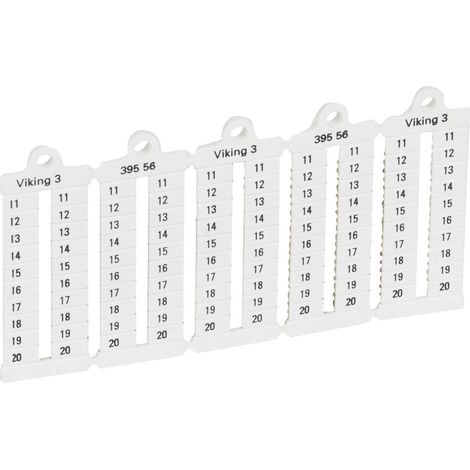 100 repères à lecture verticale pour bloc de jonction viking 3 pas 5mm avec chiffres 11 à 20 LEGRAND 039556 (1/2)