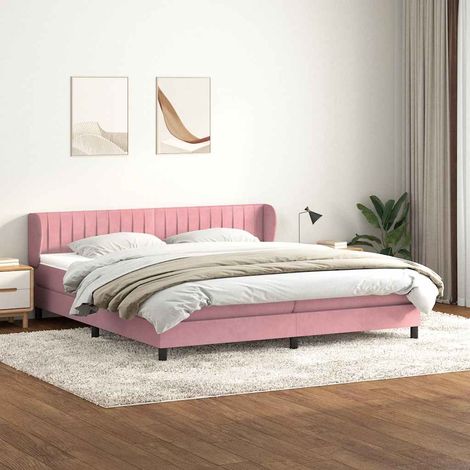 Boxspringbett mit Matratzen Rosa 180x210 cm Samt