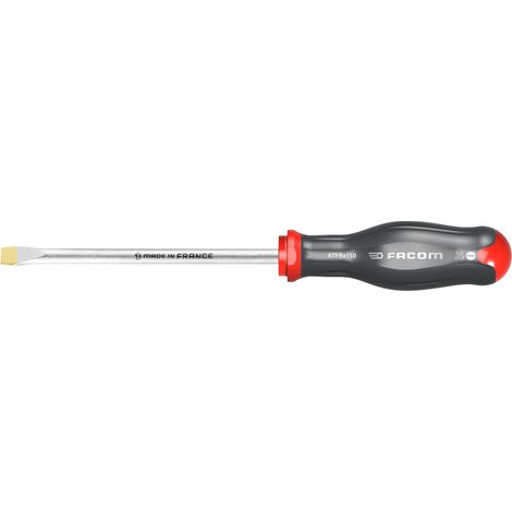 Facom – Tournevis plat 8 mm – Longueur 150 mm – Lame forgée pour vis à fente – Traitement tri-coating pour résistance à la corrosion - ATF8X150